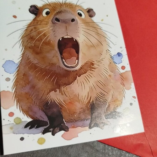 Capybara Birthday Card new with red envelope