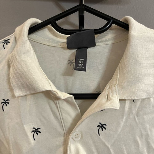 H&M Polo Shirt Men Size Medium Like New, White Beige