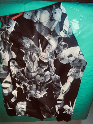 Pull&Bear Gundam Style Hoodie, black, white & grey, Large