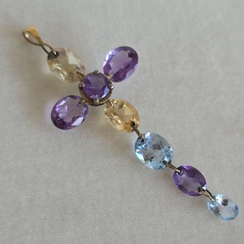 9K gold and 925 silver cross pendant
