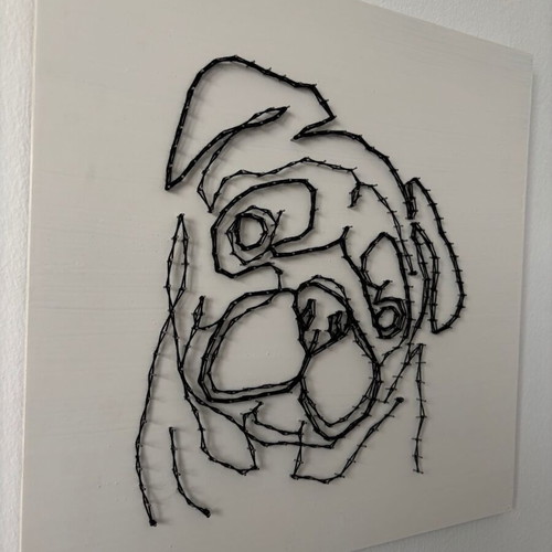 Χειροποίητος πίνακας string art σκύλος σαν καινούργιος, 40×40 cm