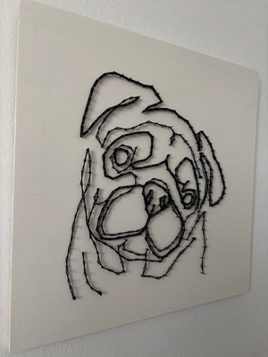 Χειροποίητος πίνακας string art σκύλος σαν καινούργιος, 40×40 cm