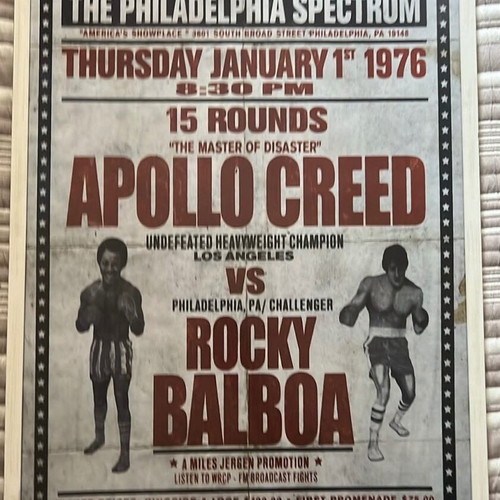 Rocky Balboa vs Apollo Creed Reprinted Fight Announcement Poster like new