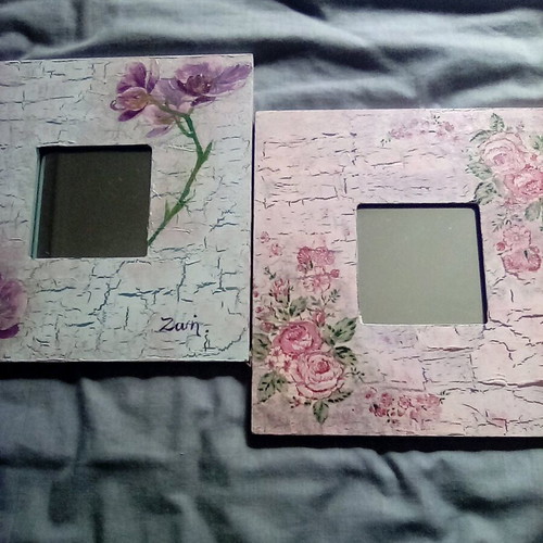 Frames with mirror used, handmade decoupage 26x26