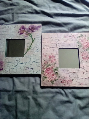 Frames with mirror used, handmade decoupage 26x26