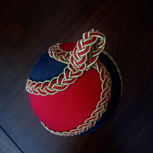 Set of two handmade Christmas balls red and green like new