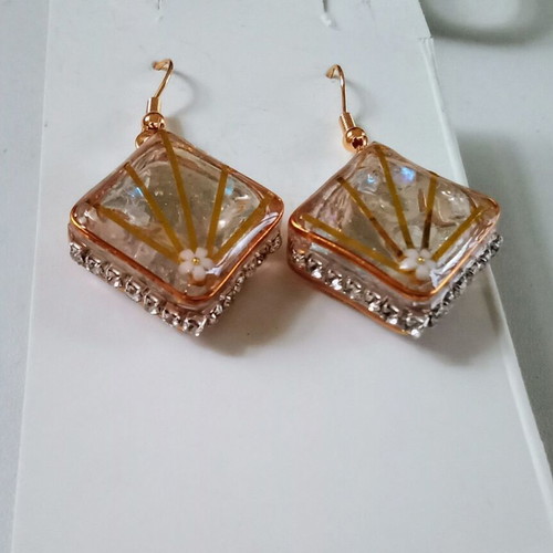 Handmade gold-colored earrings new with steel hooks
