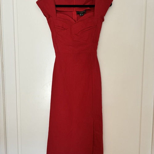 Stop Staring! Vintage Style 50s Wiggle Dress Red Vixen Pinup Rockabilly XS