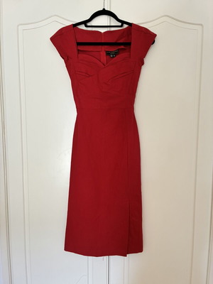 Stop Staring! Vintage Style 50s Wiggle Dress Red Vixen Pinup Rockabilly XS