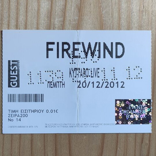 Firewind concert ticket 20-12-2012 like new