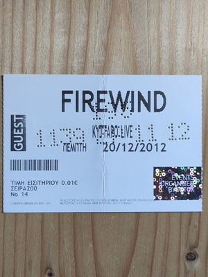 Firewind concert ticket 20-12-2012 like new