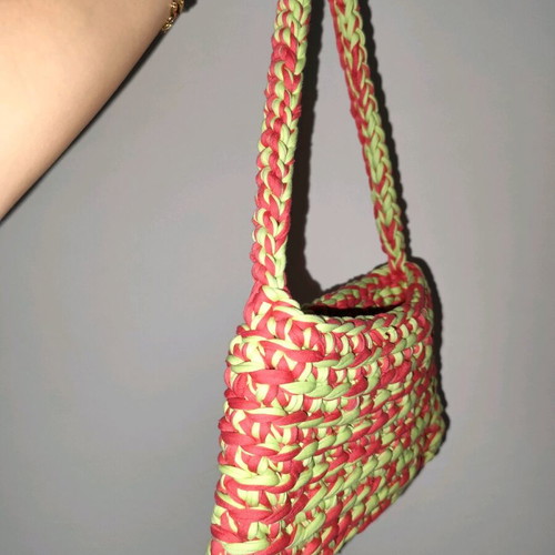 Crochet shoulder bag made of maco yarn new