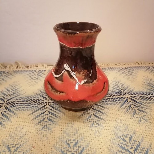 Vintage ceramic vase mid-century modern Fat Lava style, like new