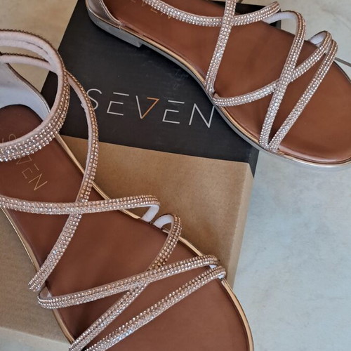 Seven summer sandals like new, size 39, pink-gold