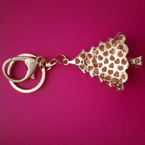 Keychain bag new, black Christmas tree with rhinestones