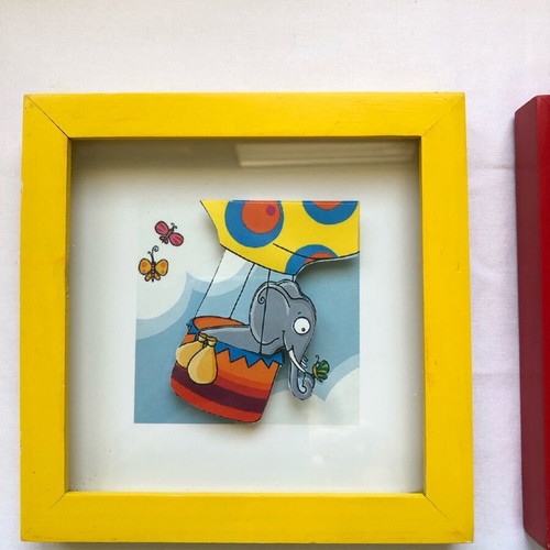 Set of 4 wooden frames with animals like new, children's theme