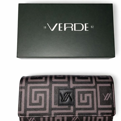 Verde Women's Wallet New, Black with Intricate Designs