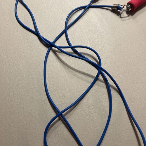 Gym skipping rope used, blue-red