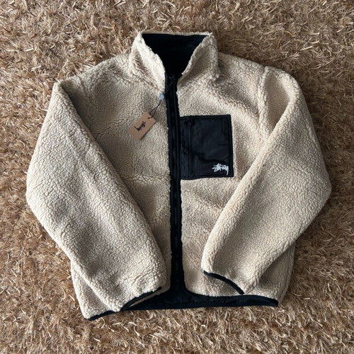 Stussy Sherpa Reversible Jacket new, white, size M