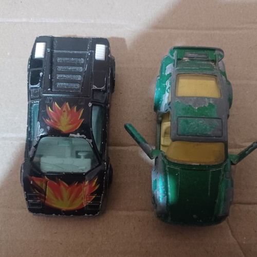 Majorette Lamborghini Countach No. 237 and Matchbox Porsche Turbo No. 3 vintage toy cars