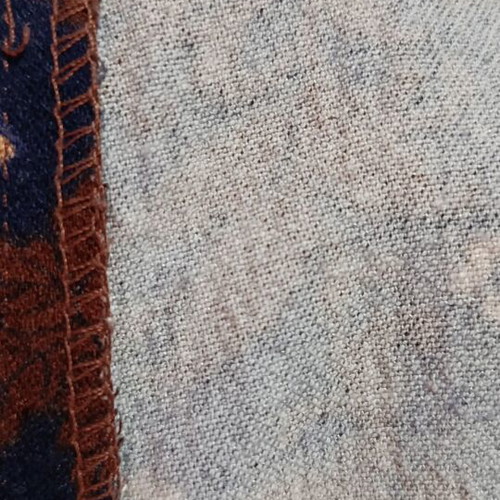 Vintage flare pants with oriental dragon pattern, blue and brown