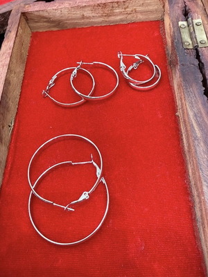 Steel hoop earrings new in silver color