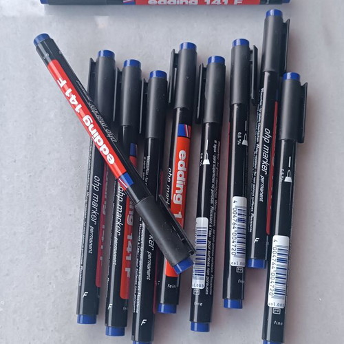 Edding 141 F Permanent Markers 0.6 mm Blue Set of 10 New