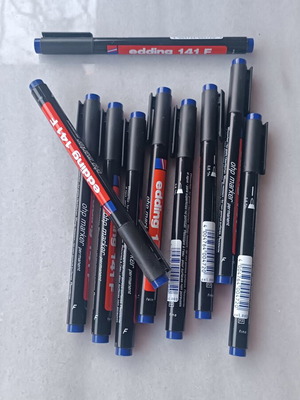 Edding 141 F Permanent Markers 0.6 mm Blue Set of 10 New