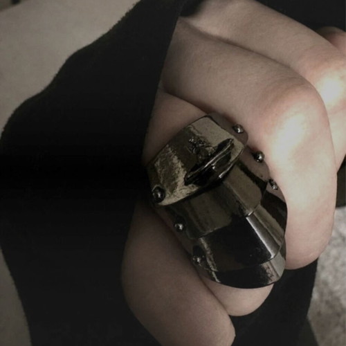 Opium Dark Void Armour Nana ring size 9, like new, dark chrome steel