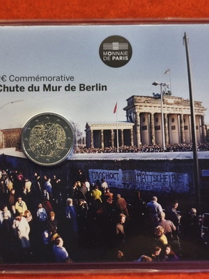 2 Euro France 2019 commemorative coin, new, Berlin Wall anniversary