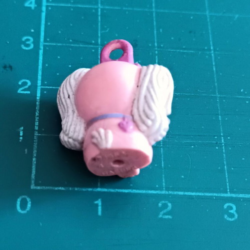 Petal Pink Puppy Charmkins figure pendant by Hasbro, 1980s vintage