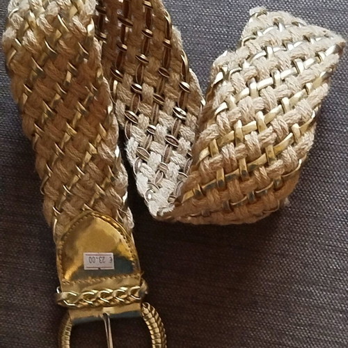 Women's summer belt with braided and golden leather new