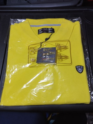 Blue Green men's polo shirt XL new, yellow, 100% cotton