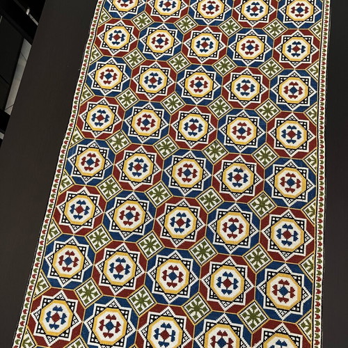 Handmade Table Runner 1.30m x 0.61m like new, traditional geometric pattern