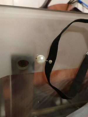 Choker necklaces used, velvet and satin ribbons with pearl and apricot color