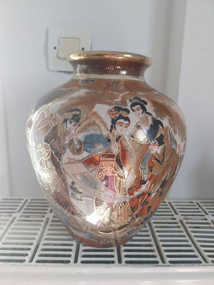 Satsuma porcelain vase like new with red seal