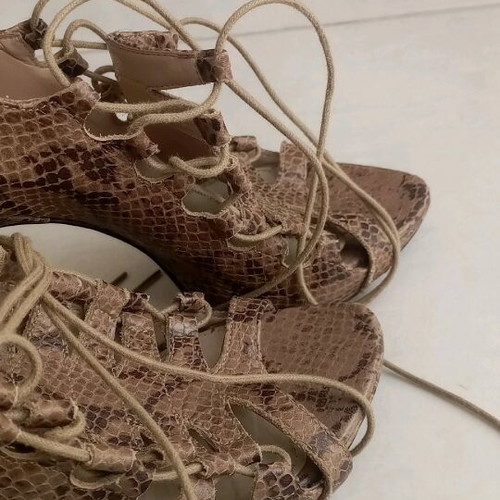 Zara sandals used, brown croco pattern, 12 cm heel, size 36