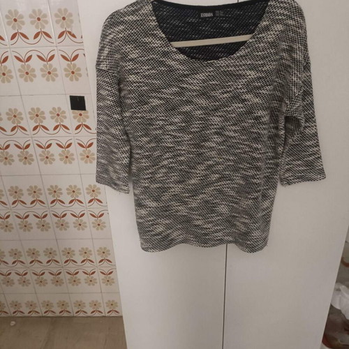 Esmara women's blouse with 3/4 sleeve, like new, white and gray