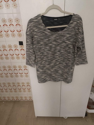 Esmara women's blouse with 3/4 sleeve, like new, white and gray