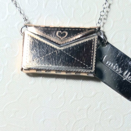 Silver Rose Gold Italian Necklace Two-Tone with Envelope Pendant