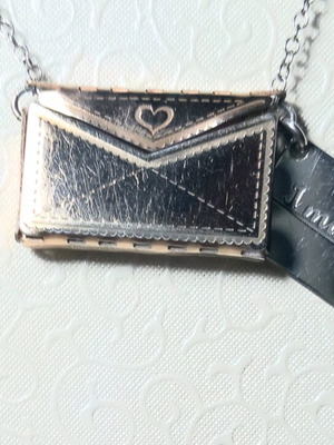 Silver Rose Gold Italian Necklace Two-Tone with Envelope Pendant