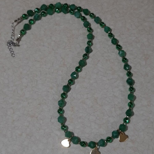 Necklace aventurine and hematite in steel new