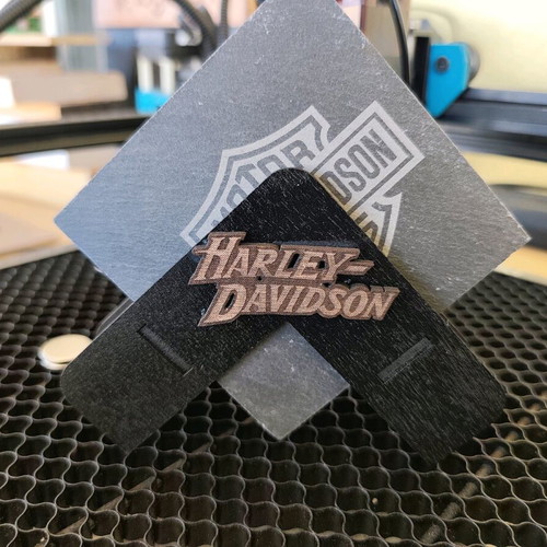 Harley-Davidson coaster set 4 pieces slate with wooden base