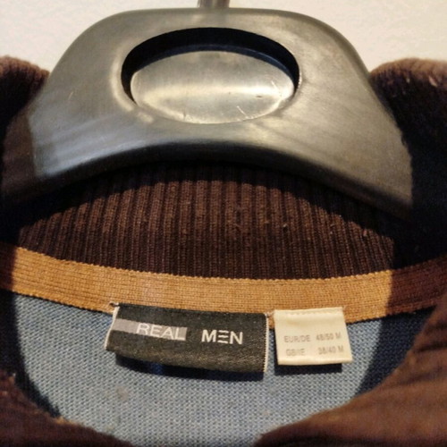 Πουλόβερ καφέ ριγέ Real men μέγεθος Medium μεταχειρισμένο