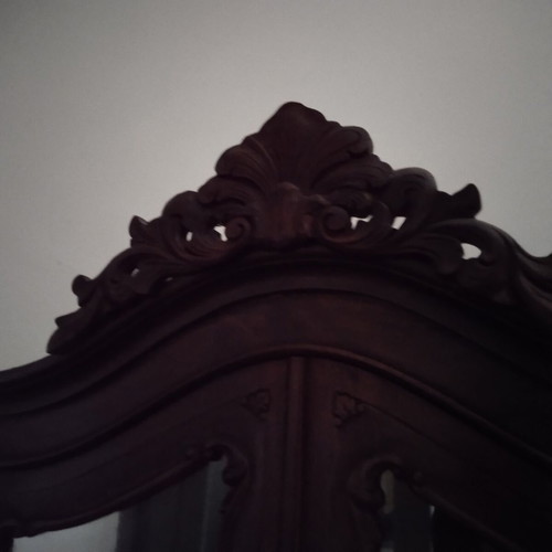 Solid wood showcase like new, dark brown