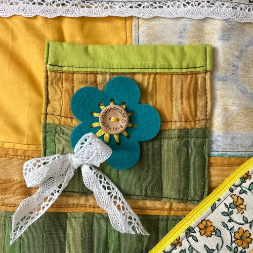 Tote bag and small purse for little girl new, yellow and green
