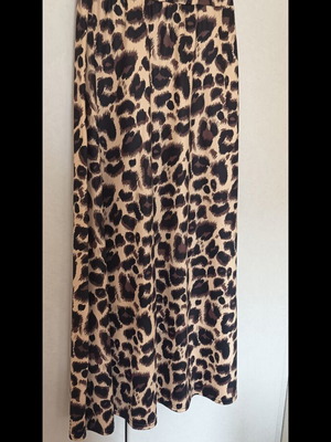 Maxi skirt animal print, beige and brown