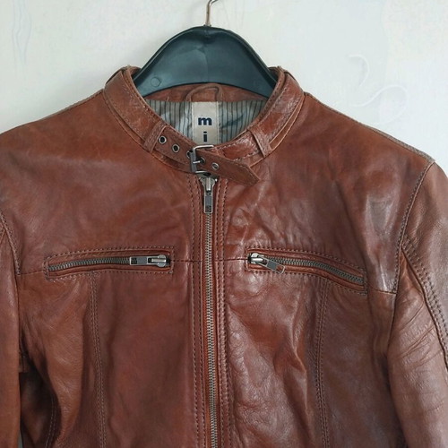 Vintage women's leather jacket MISSION brown size M used