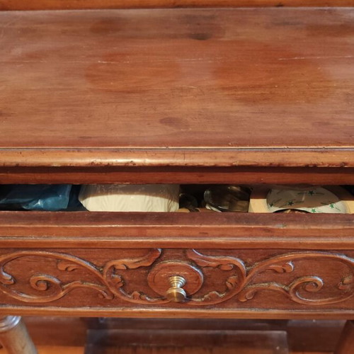 Antique portmanteau used with Art Nouveau mirror