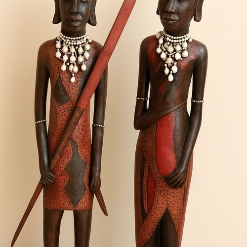 African woodcarving statues pair like new